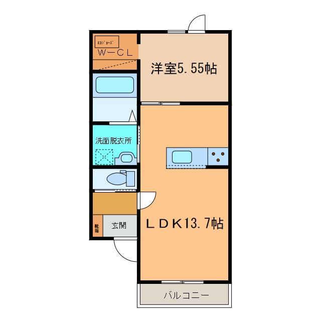 ハスコリオ・シエル(1LDK/3階)の間取り写真