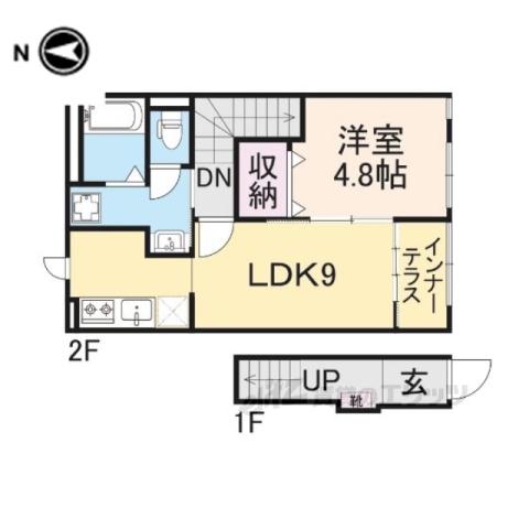 EPIPHANY(1LDK/2階)の間取り写真