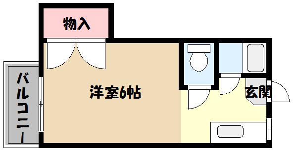 中御影ハイムI(1K/1階)の間取り写真