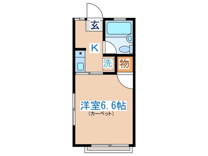 カインドハウス(1K/2階)の間取り写真