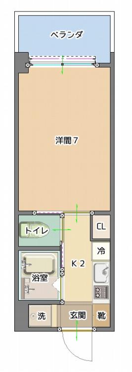 トーマス大里(1K/6階)の間取り写真