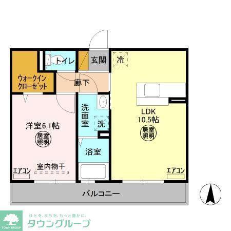 メゾンあき(1LDK/2階)の間取り写真