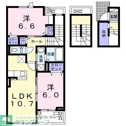 ウィステリア 壱(2LDK/3階)の間取り写真