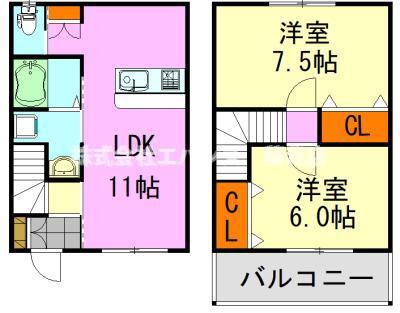 メゾンアーツYK 七番館(2LDK/1階)の間取り写真