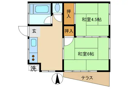 アテイ雑司ヶ谷(2K/1階)の間取り写真