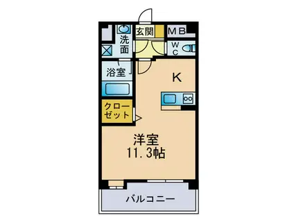 AMBITIOUS・ONE(ワンルーム/5階)の間取り写真