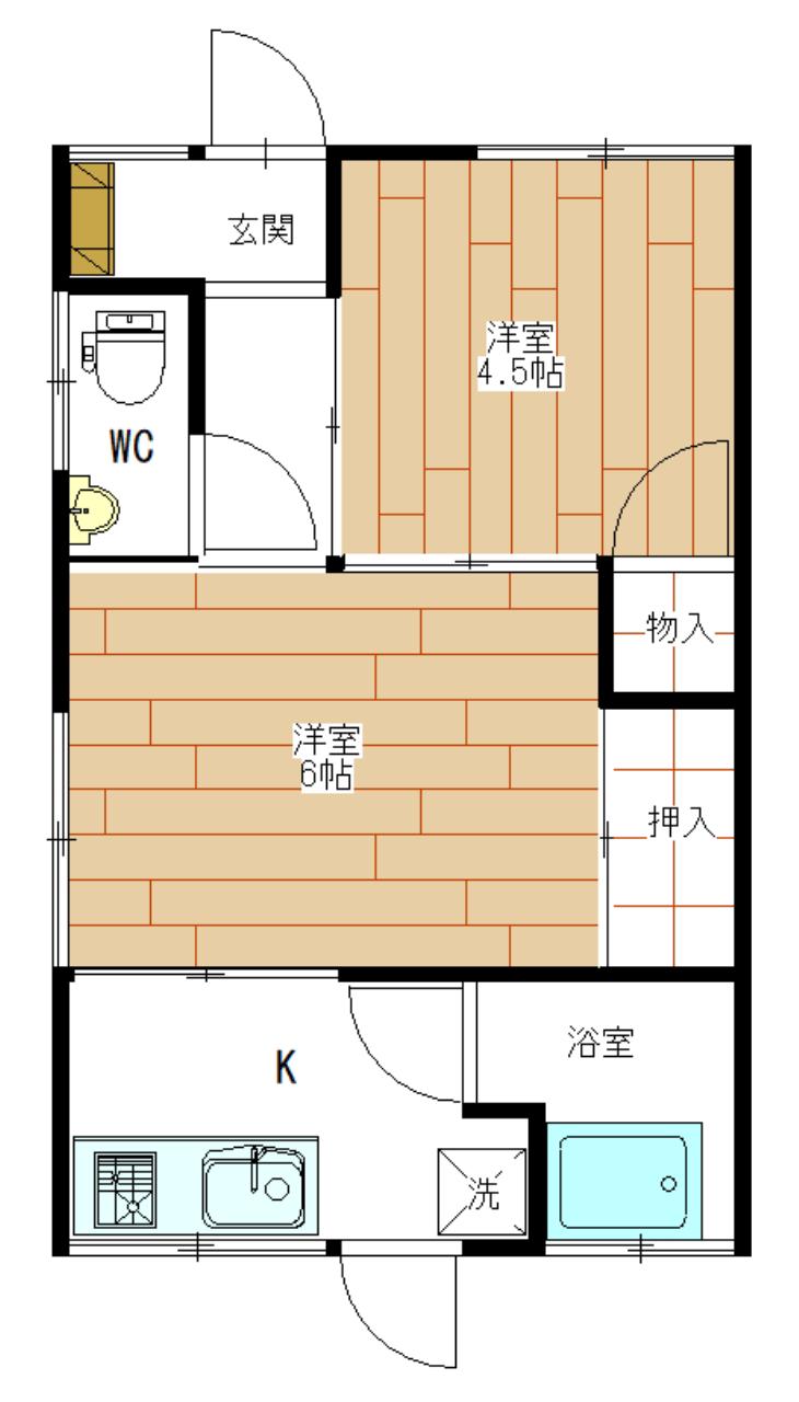 平本荘(2K/1階)の間取り写真