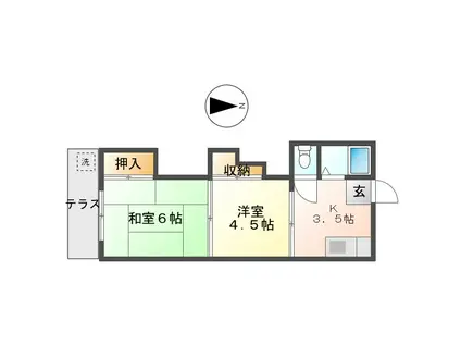 田口ホーム(2K/1階)の間取り写真