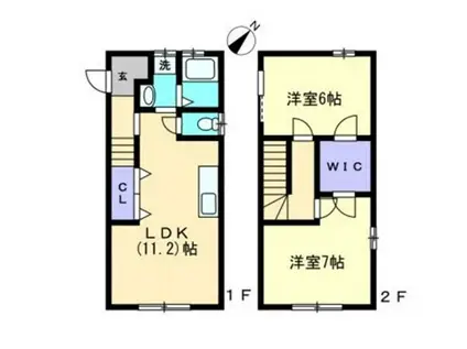 八朔ハウス B(2LDK/1階)の間取り写真