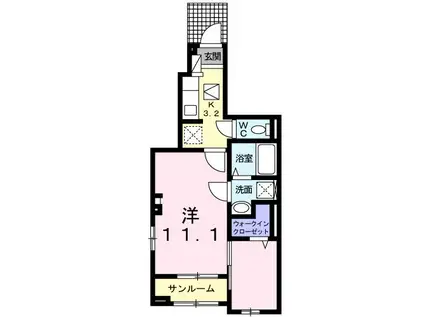 I・VILLAGE大手町 C(1K/1階)の間取り写真