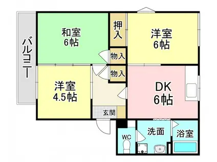 アーバン光 A棟(3DK/2階)の間取り写真