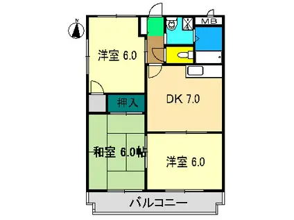 サチ高須(3DK/1階)の間取り写真