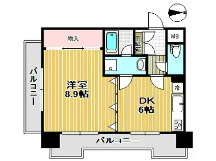 奥江ビルガーデングレース(1DK/5階)の間取り写真