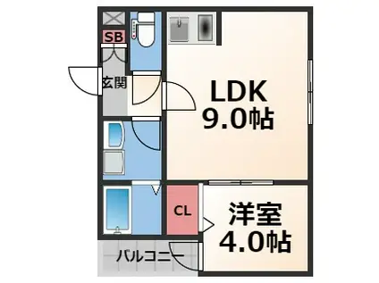 H-MAISON平野IV(1LDK/3階)の間取り写真
