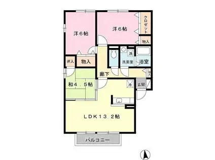 サンアベニュー田寺 2(3LDK/2階)の間取り写真