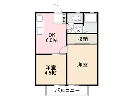 パナハイツ田岡 檀紙(2DK/2階)の間取り写真