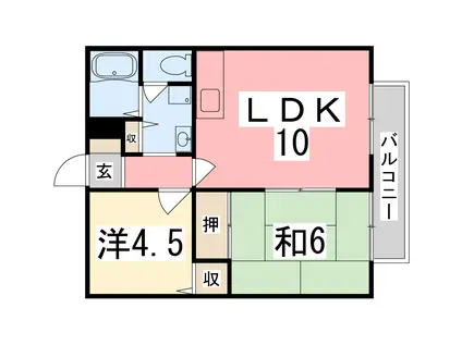 アーバンライフ吉田 A棟(2LDK/1階)の間取り写真