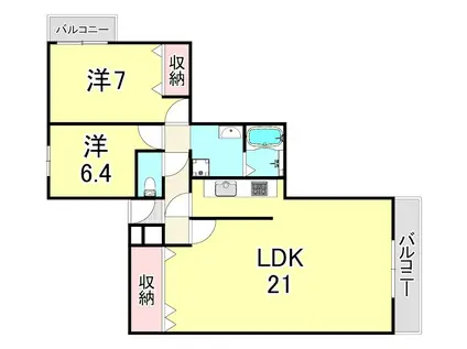 上ヶ原TWENTY-EIGHT(2LDK/4階)の間取り写真