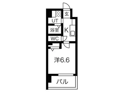 ワールドアイ大阪城イーストII(1K/4階)の間取り写真