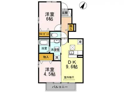 レイジー / コータン レイジー(2DK/1階)の間取り写真