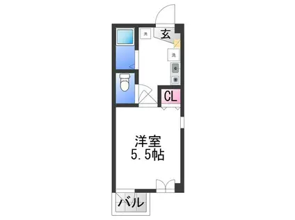 ロンモンターニュ小阪(1K/1階)の間取り写真