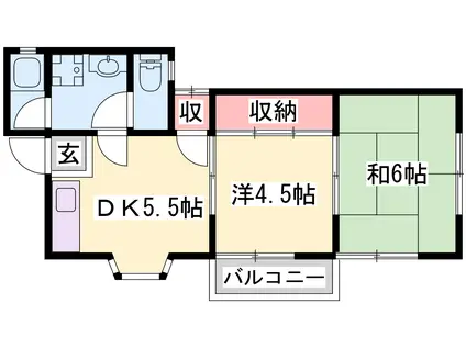 コーポラス手塚(2DK/2階)の間取り写真