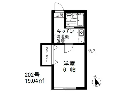 ハイツパレット(1K/2階)の間取り写真