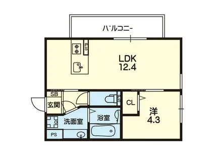 セジュール島崎(1LDK/2階)の間取り写真