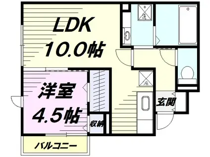 ジュネナナモリ(1LDK/1階)の間取り写真