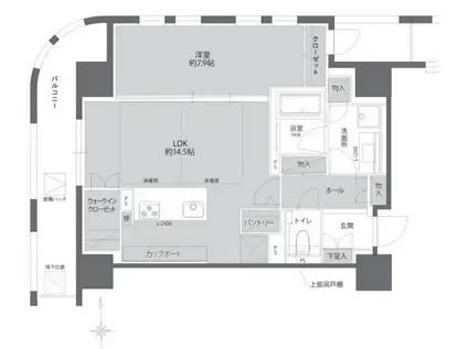 THE WEAVE MINAMI SEMBA(1LDK/7階)の間取り写真