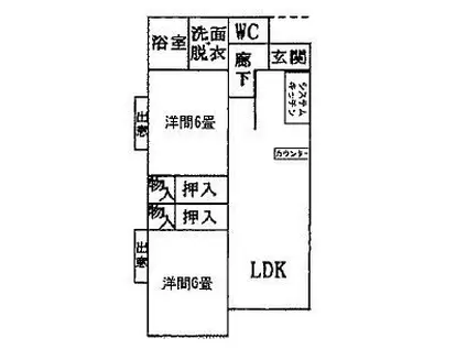 東武桐生線 治良門橋駅 徒歩57分 2階建 築37年(2LDK/1階)の間取り写真