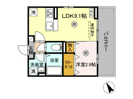 D-ROOM下富野(1LDK/2階)の間取り写真