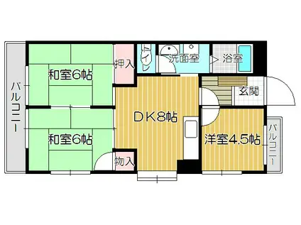シャトレ三ヶ森II(3DK/5階)の間取り写真