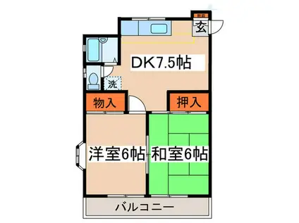 コーポ澤井2(2DK/1階)の間取り写真
