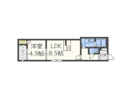 CASA南福岡(1LDK/2階)の間取り写真