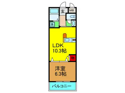 京阪本線 枚方公園駅 徒歩9分 3階建 築17年(1LDK/3階)の間取り写真