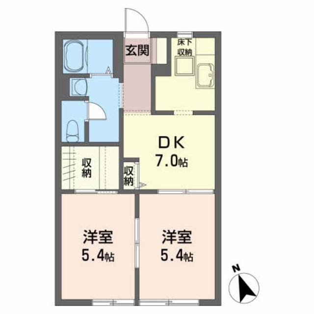シャーメゾン木戸B(2DK/1階)の間取り写真