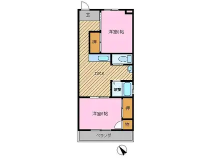 洋興ビル(2DK/3階)の間取り写真