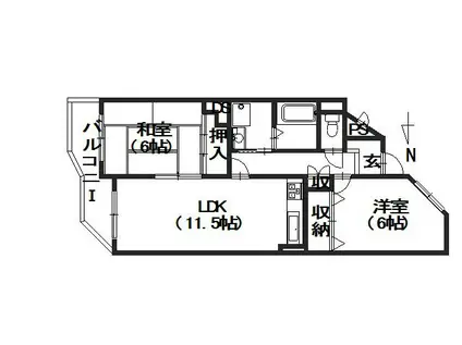サン・フローラ(2LDK/1階)の間取り写真