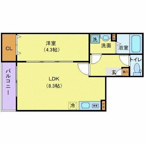 ジーメゾン豊春(1LDK/2階)の間取り写真