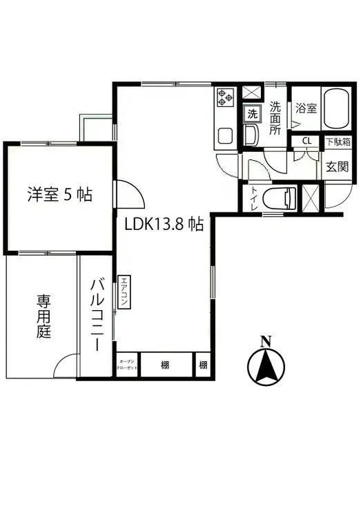 フラット百合ヶ丘 1階階 間取り