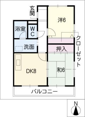 グレイスアサヒ(2DK/2階)の間取り写真