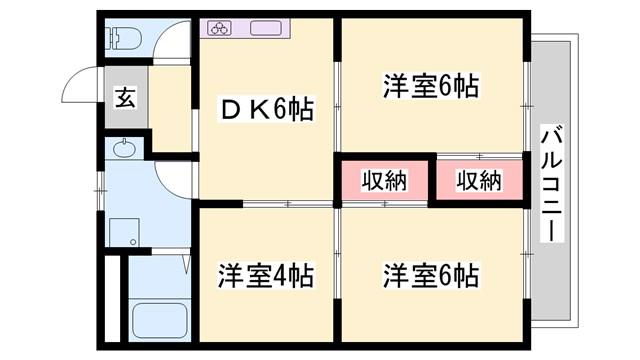 パルネット辻井(3DK/2階)の間取り写真