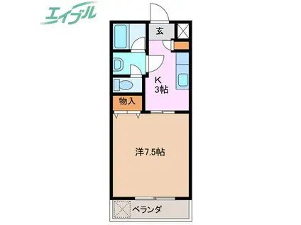 クリスタル INABA(1K/3階)の間取り写真