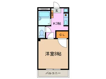 ハースヒルズ赤池III(1K/2階)の間取り写真