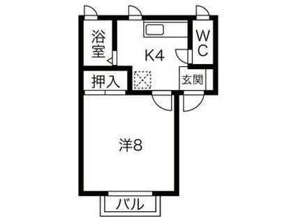 ＪＲ北上線 柳原駅(岩手) 徒歩6分 2階建 築29年(1K/1階)の間取り写真