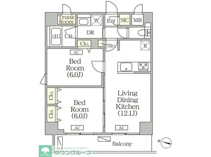 ORSUS志村坂上(2LDK/4階)の間取り写真