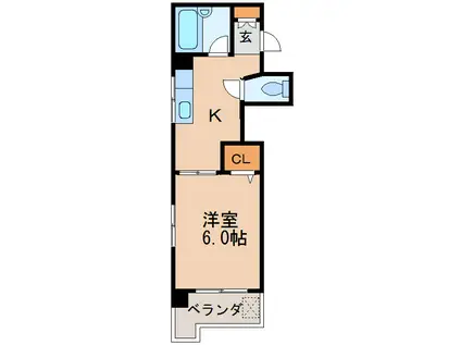 第5七福ビル(1K/4階)の間取り写真