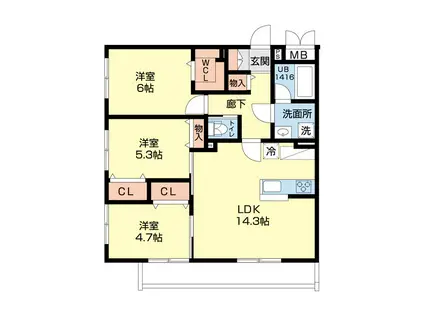 ブルシア(3LDK/2階)の間取り写真