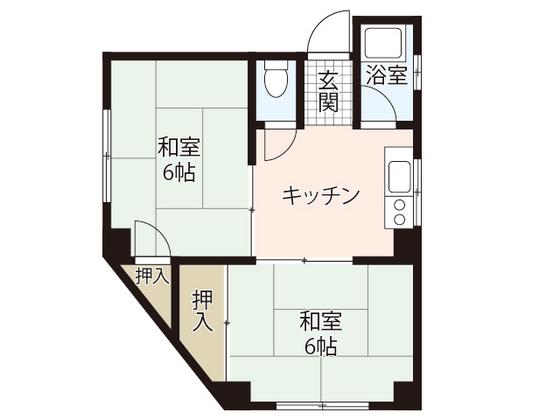金原ビル(2DK/2階)の間取り写真